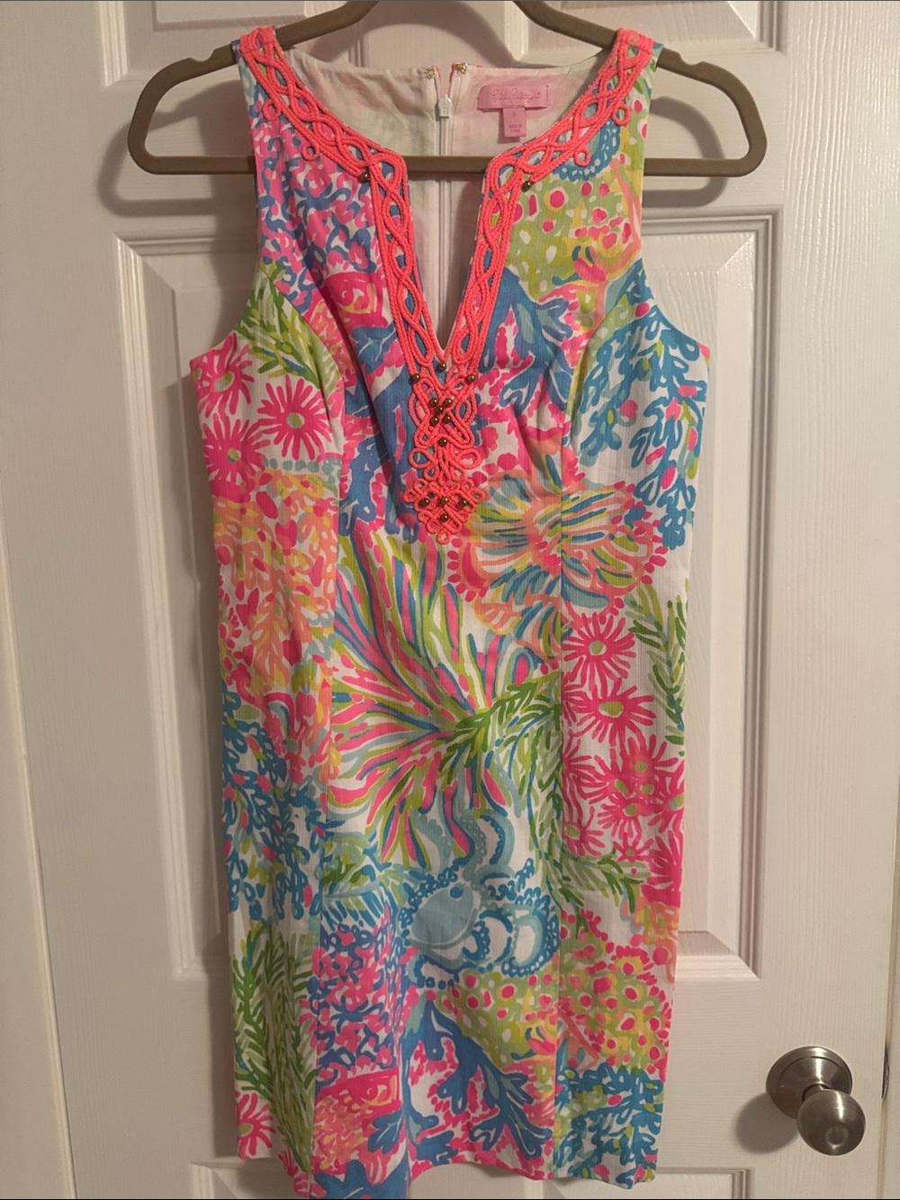 Lilly Pulitzer Multicolor Floral & Coral-Trim Sleeveless Dress